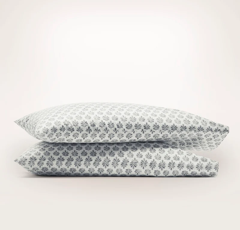 Percale Hemmed Pillowcase Set - Mineral Dot Blossom