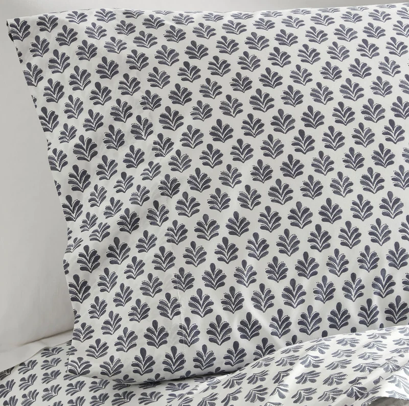 Percale Hemmed Pillowcase Set - Mineral Dot Blossom