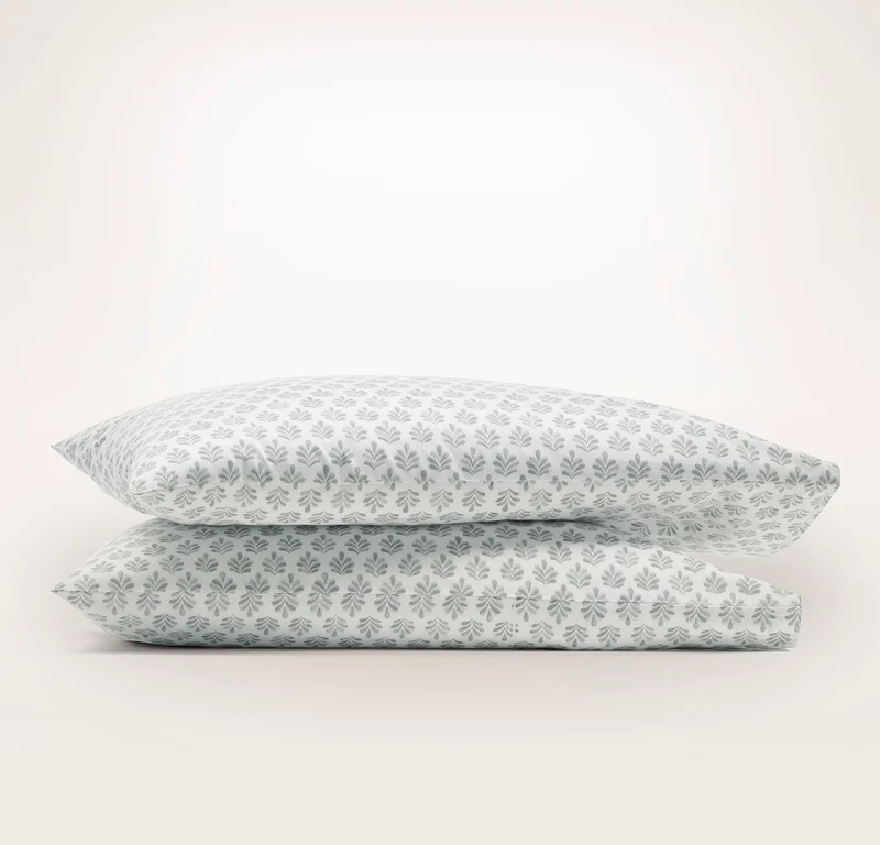 Percale Hemmed Pillowcase Set - Shore Dot Blossom