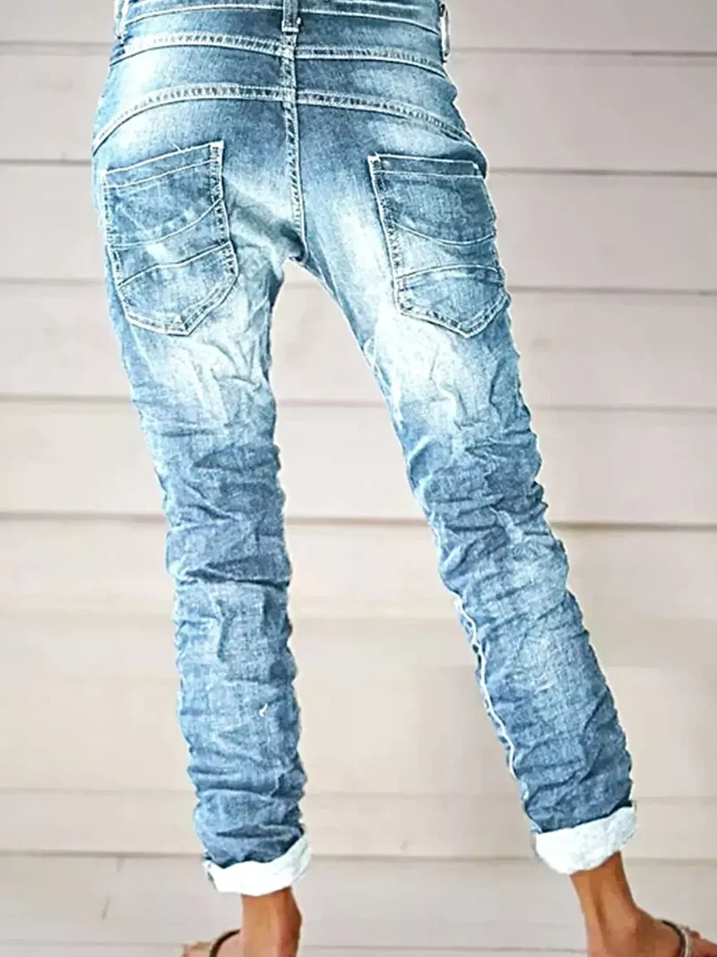 Stijlvolle jeans met knoopsluiting in grote maten - normale maat, geen stretch, met zakken - trendy en comfortabel