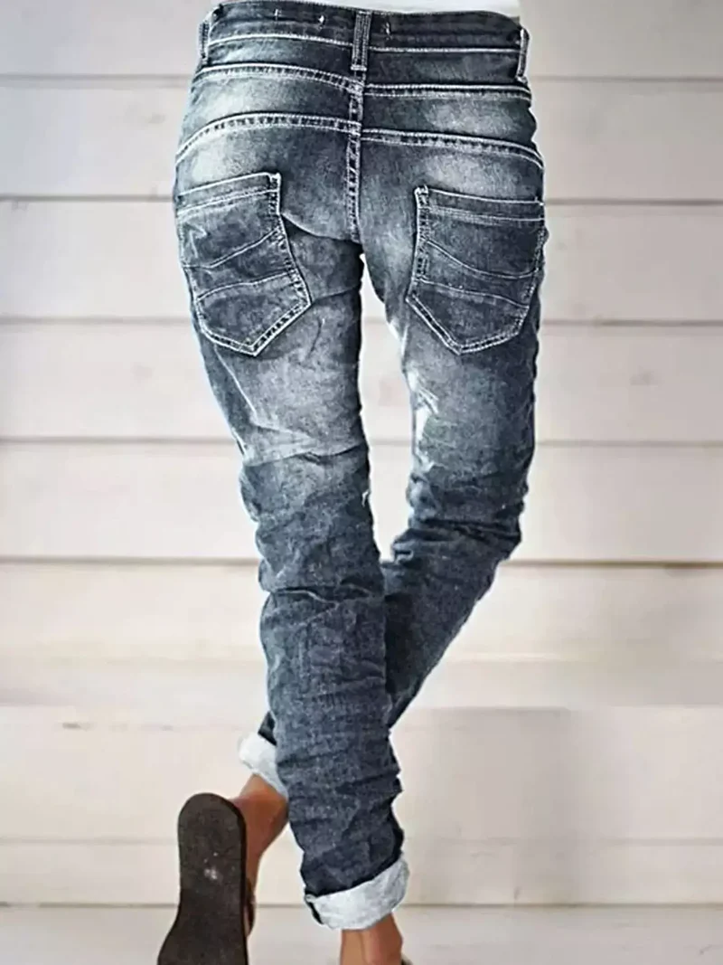 Stijlvolle jeans met knoopsluiting in grote maten - normale maat, geen stretch, met zakken - trendy en comfortabel