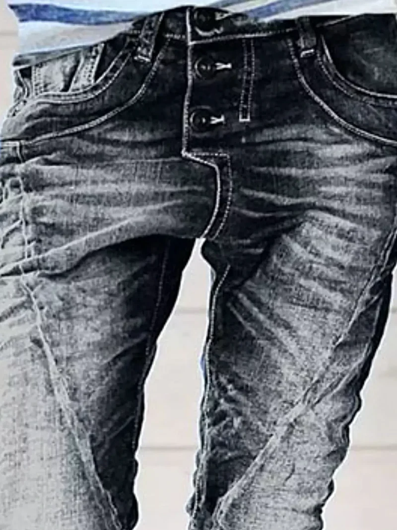 Stijlvolle jeans met knoopsluiting in grote maten - normale maat, geen stretch, met zakken - trendy en comfortabel
