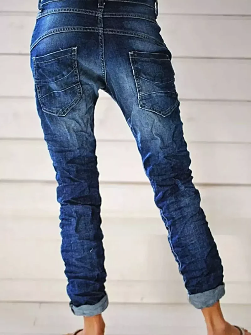 Stijlvolle jeans met knoopsluiting in grote maten - normale maat, geen stretch, met zakken - trendy en comfortabel