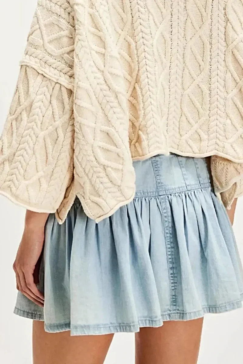 Stijlvol denim minirokje met ruches en knoopjes - comfortabele mix van 70% katoen