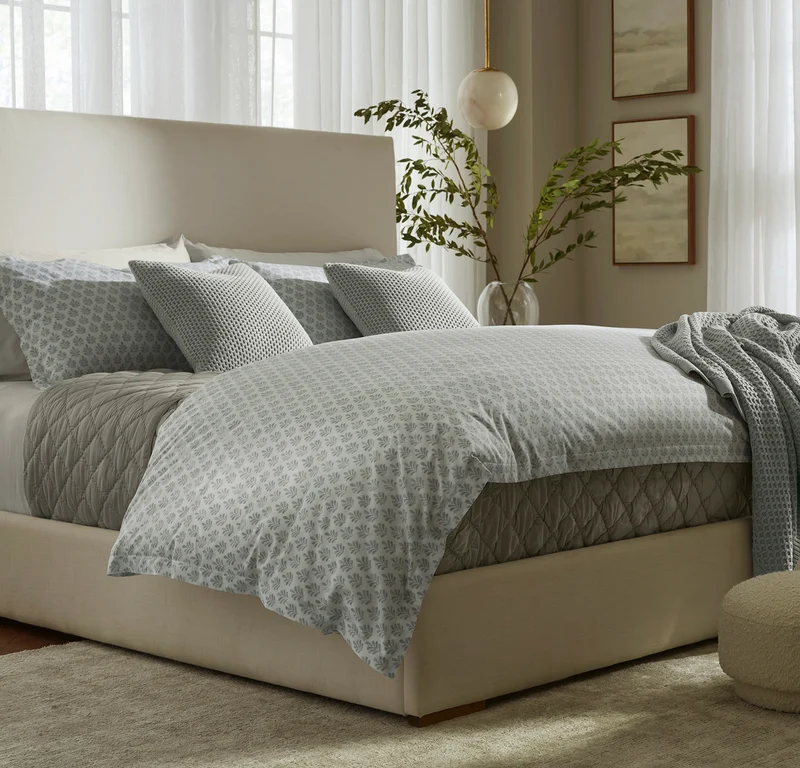 Percale Hemmed Duvet Set - Shore Dot Blossom