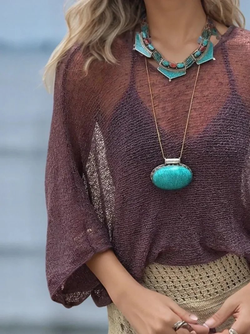 Ronde hals lange mouw cover-up