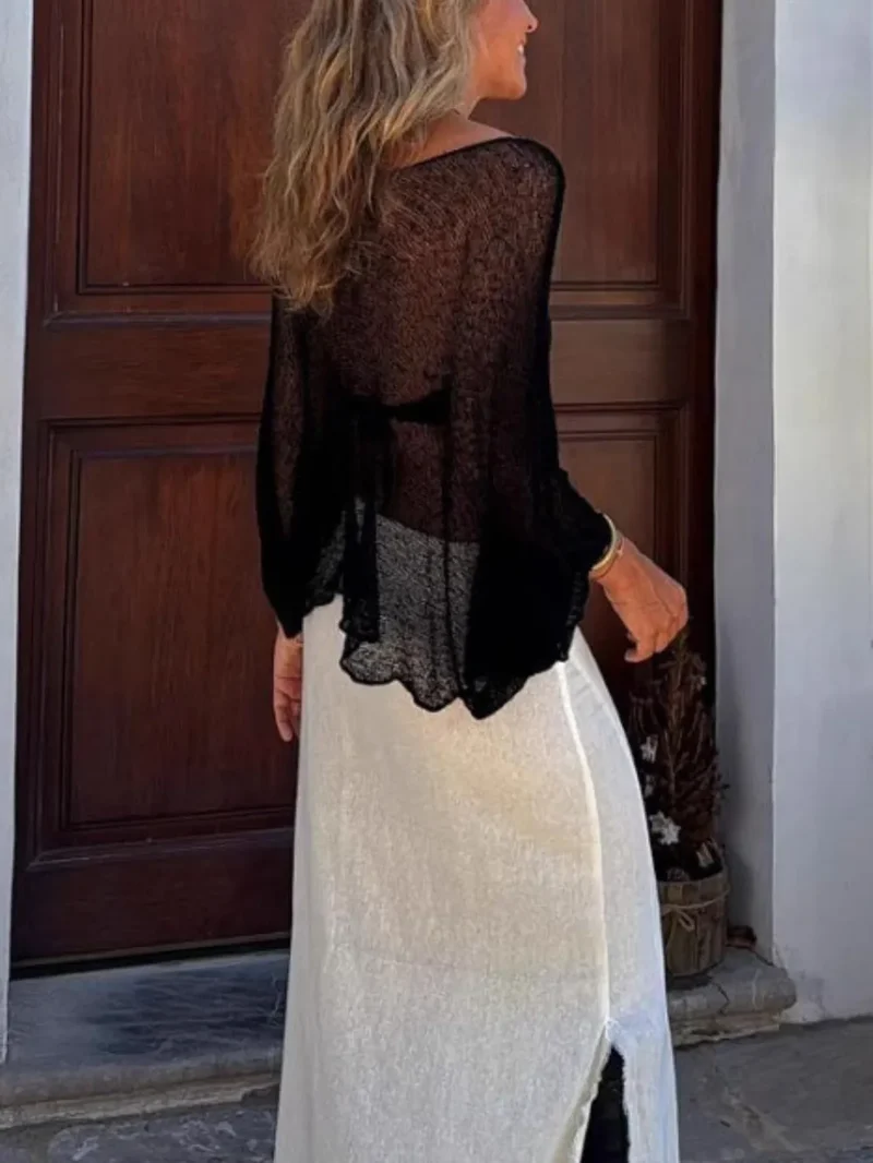 Ronde hals lange mouw cover-up