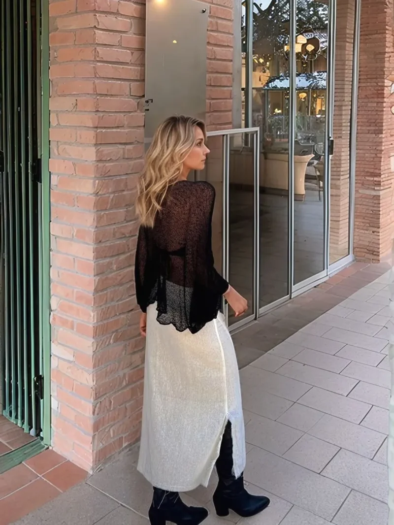 Ronde hals lange mouw cover-up