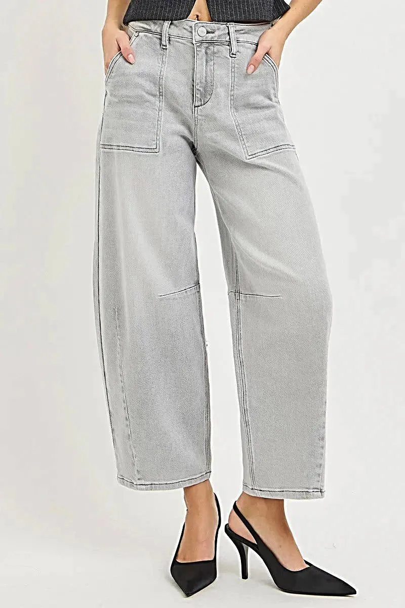 Stijlvolle RISEN Slouchy Cropped Barrel Leg Denim Jeans - Comfortabele en trendy pasvorm