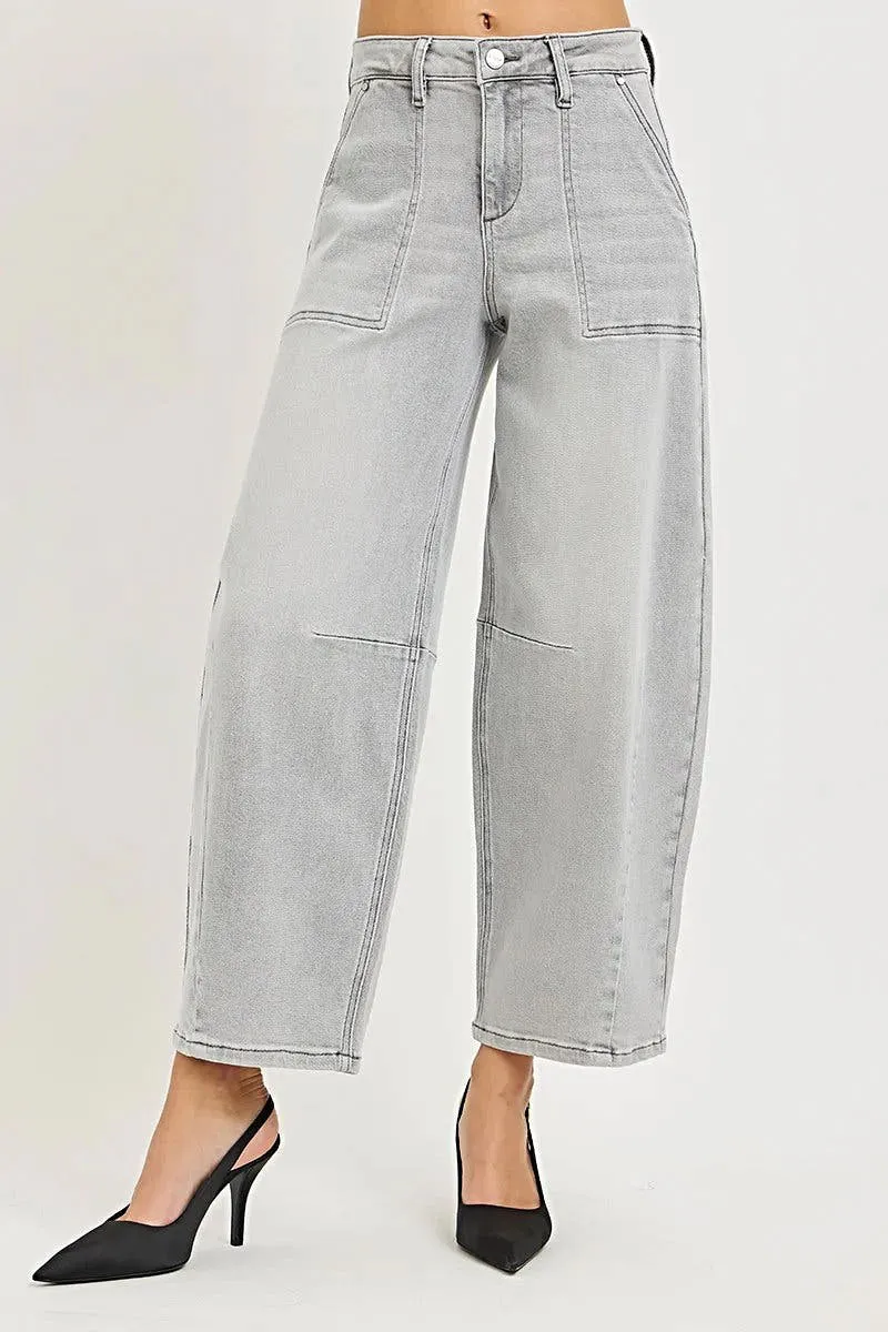 Stijlvolle RISEN Slouchy Cropped Barrel Leg Denim Jeans - Comfortabele en trendy pasvorm