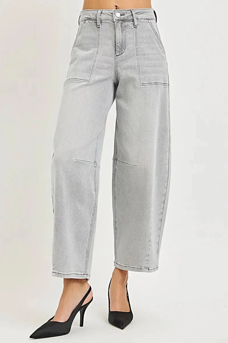Stijlvolle RISEN Slouchy Cropped Barrel Leg Denim Jeans - Comfortabele en trendy pasvorm