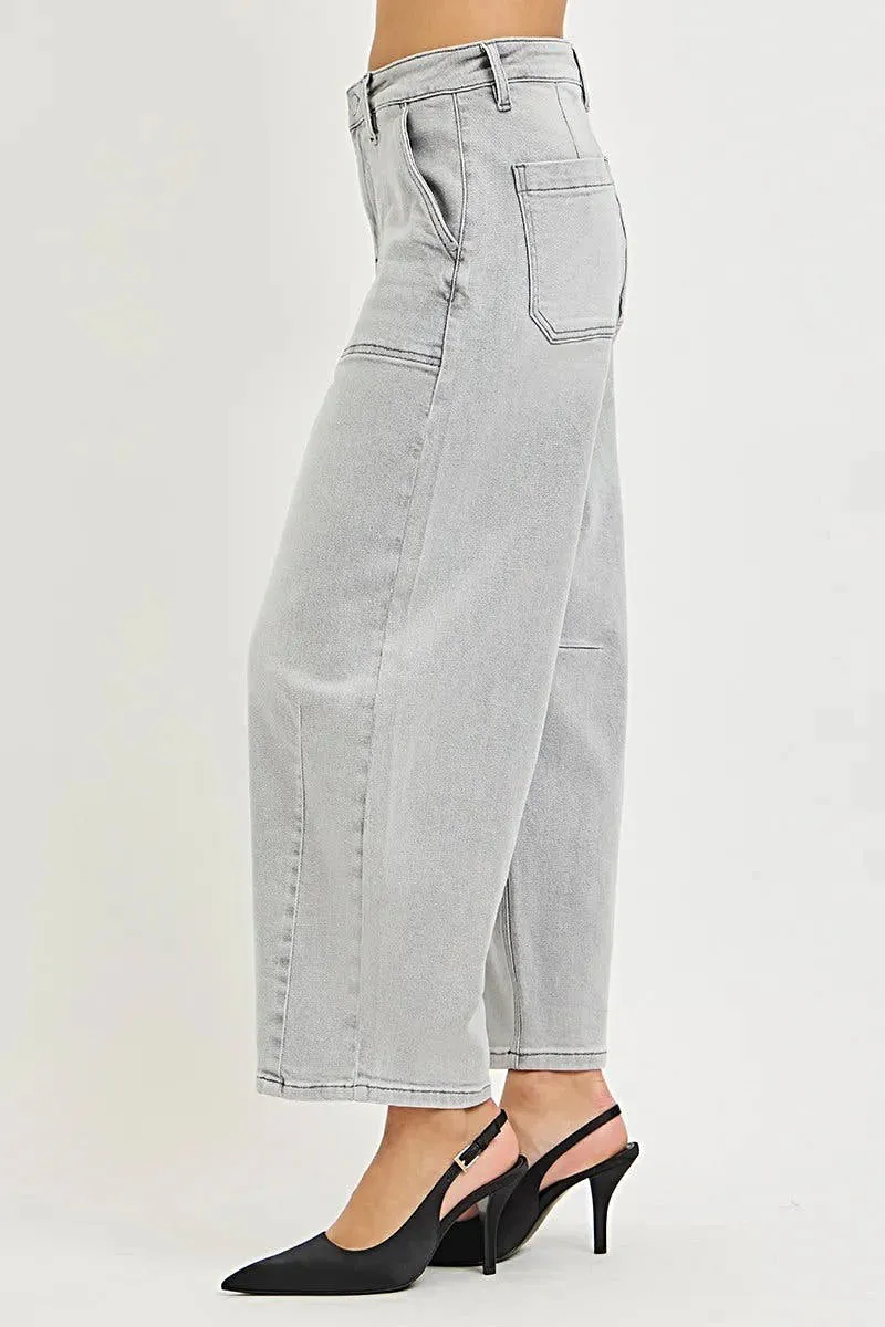 Stijlvolle RISEN Slouchy Cropped Barrel Leg Denim Jeans - Comfortabele en trendy pasvorm