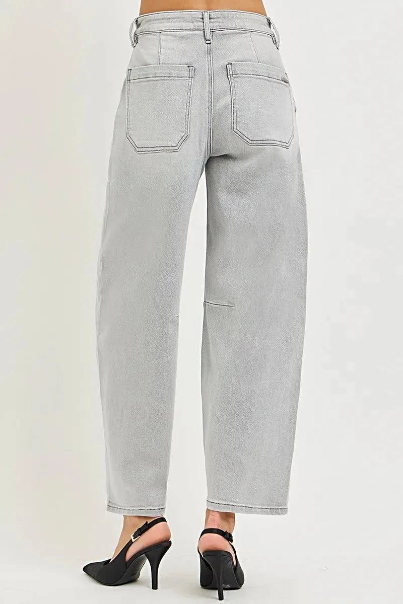 Stijlvolle RISEN Slouchy Cropped Barrel Leg Denim Jeans - Comfortabele en trendy pasvorm