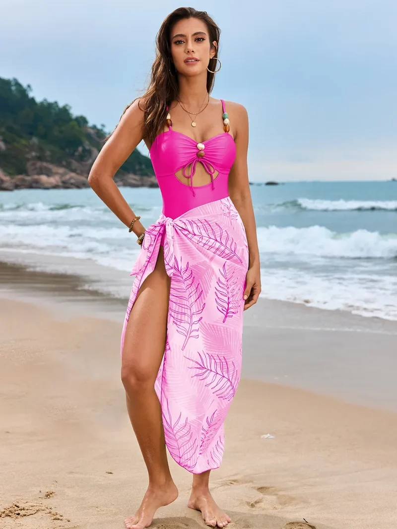 Badpak met cutout sweetheart hals en cover-up
