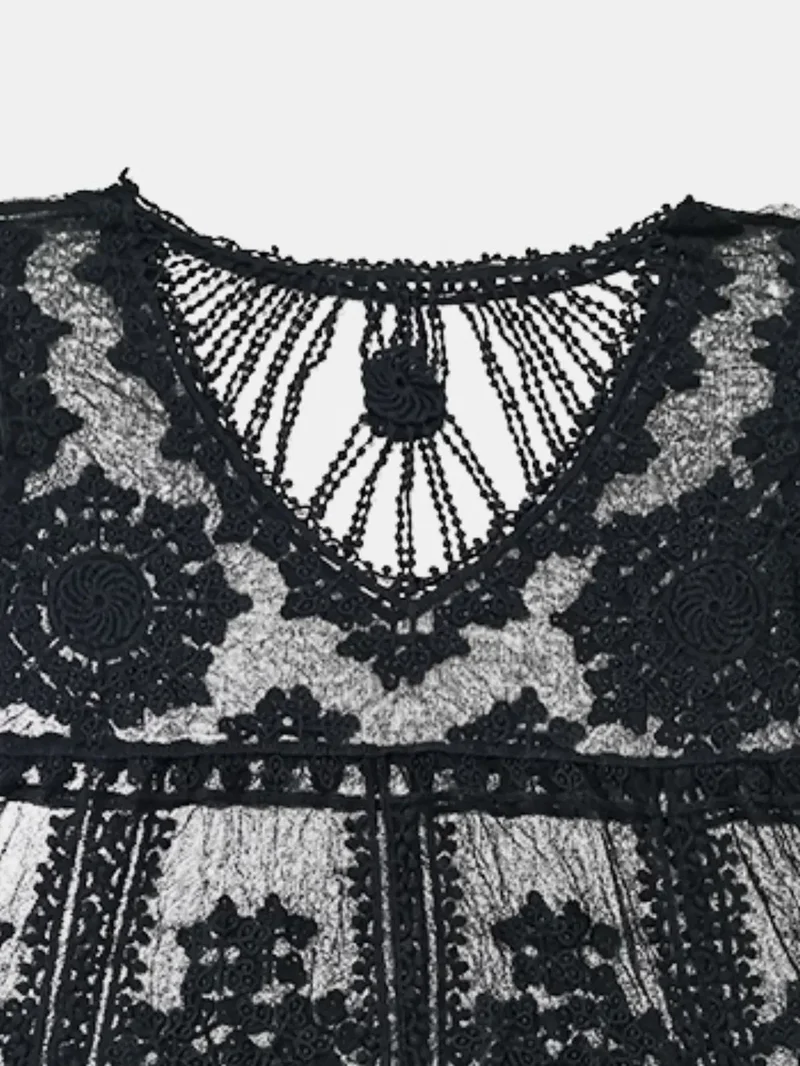 Cover-up met ronde hals en kant