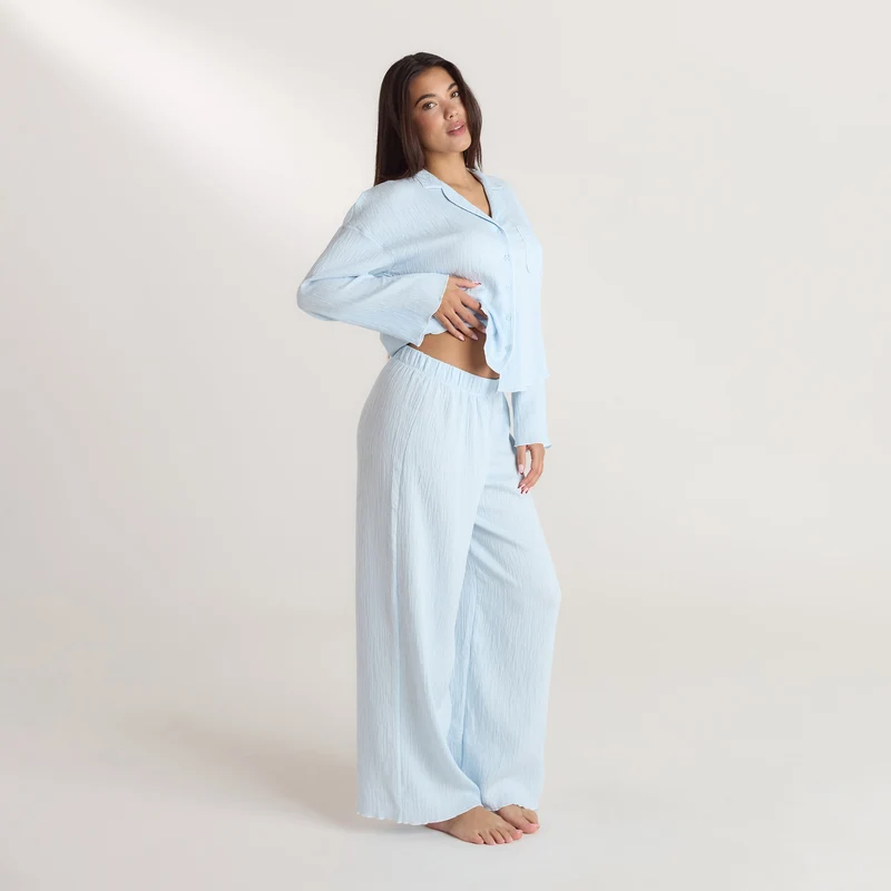 Crinkle Pyjamabroek - Blauw