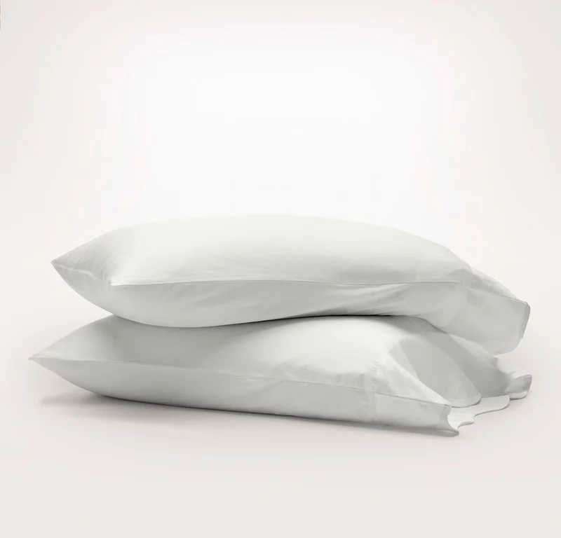 Signature Embellished Pillowcase Set - White/White Curved Edge