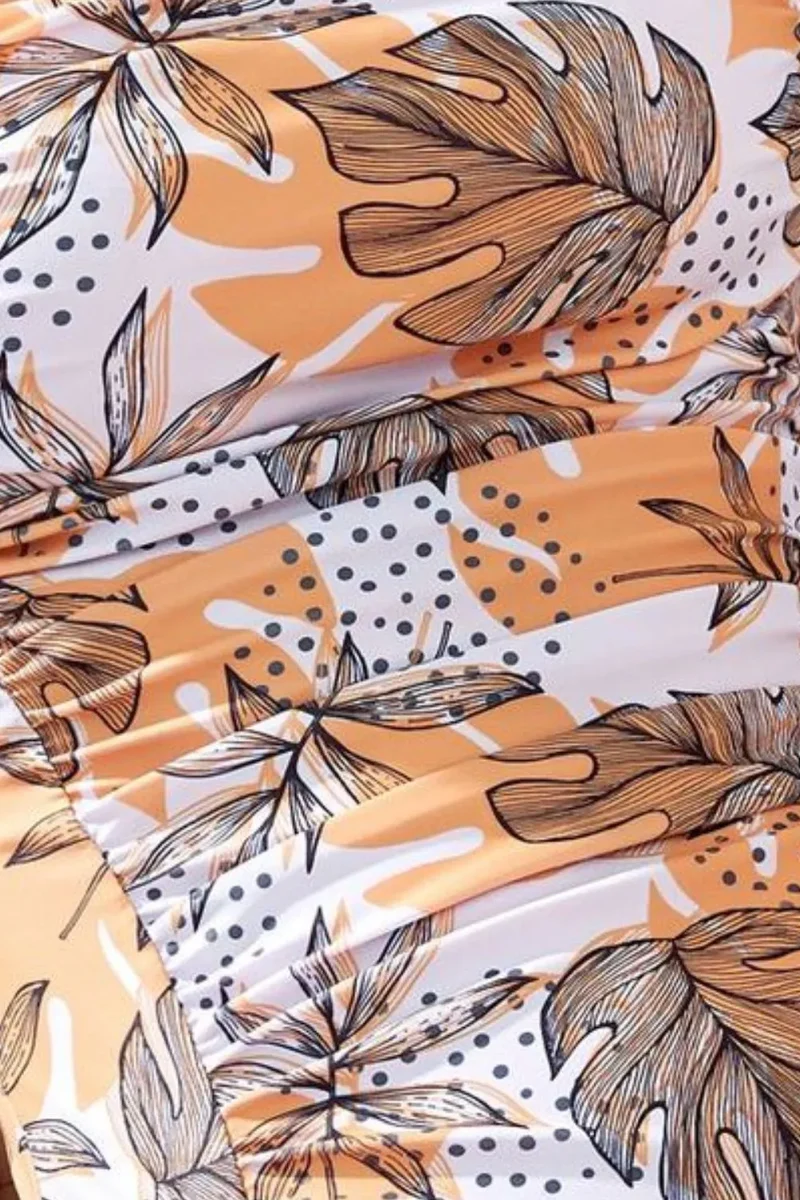 Badpak met vierkante hals en print, eendelig en een omslagdoek