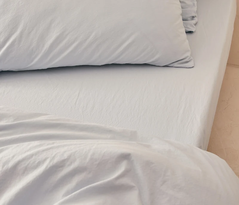 Drap housse en coton lavé