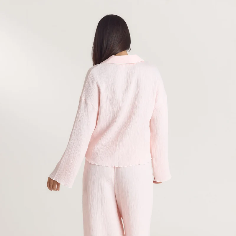 Crinkle Pyjama Shirt - Roze