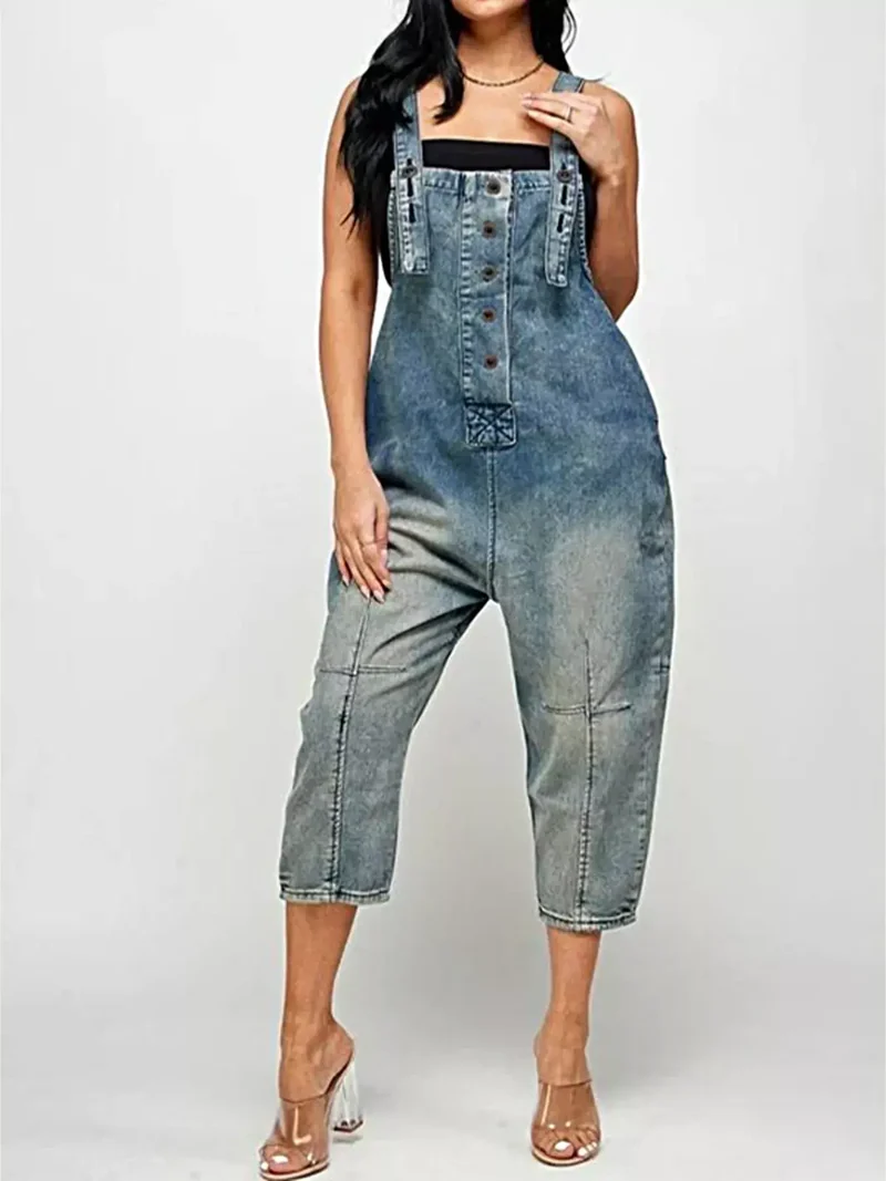 Elegante tuinbroek met knoopsluiting aan de voorkant en zakken, ook verkrijgbaar in grote maten - 80% katoen, 20% spandex