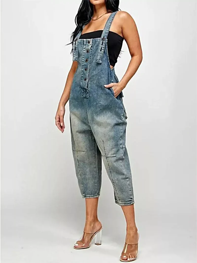 Elegante tuinbroek met knoopsluiting aan de voorkant en zakken, ook verkrijgbaar in grote maten - 80% katoen, 20% spandex