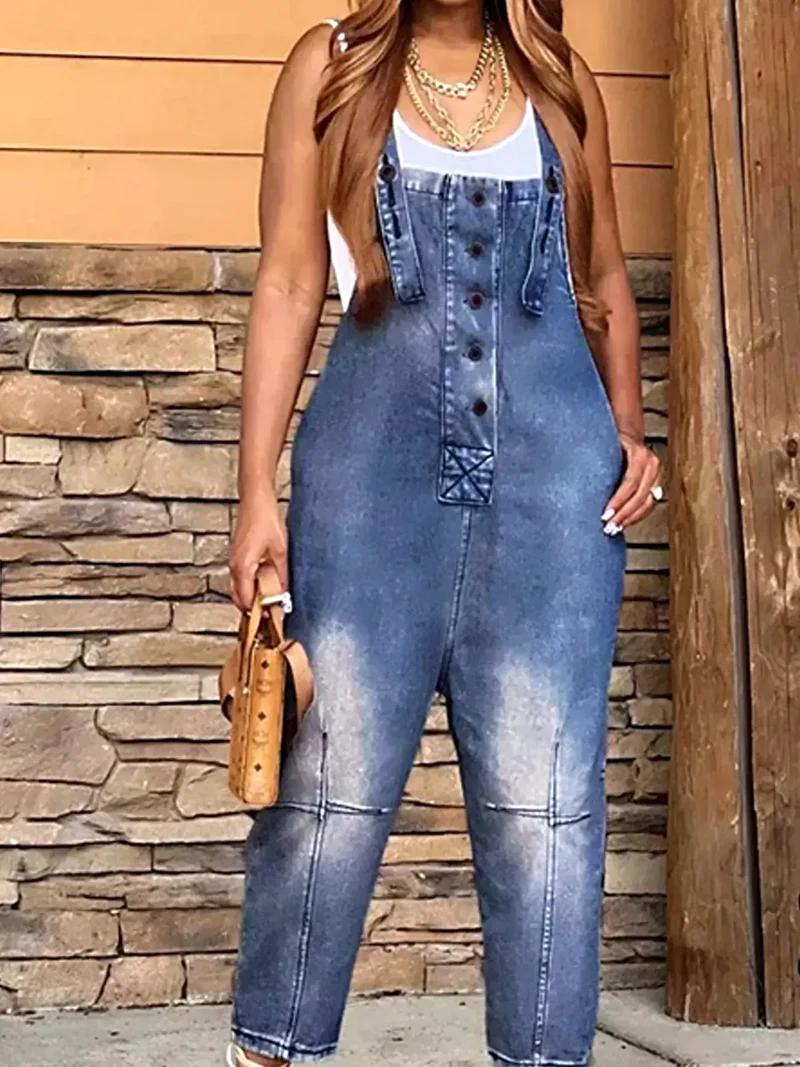 Elegante tuinbroek met knoopsluiting aan de voorkant en zakken, ook verkrijgbaar in grote maten - 80% katoen, 20% spandex