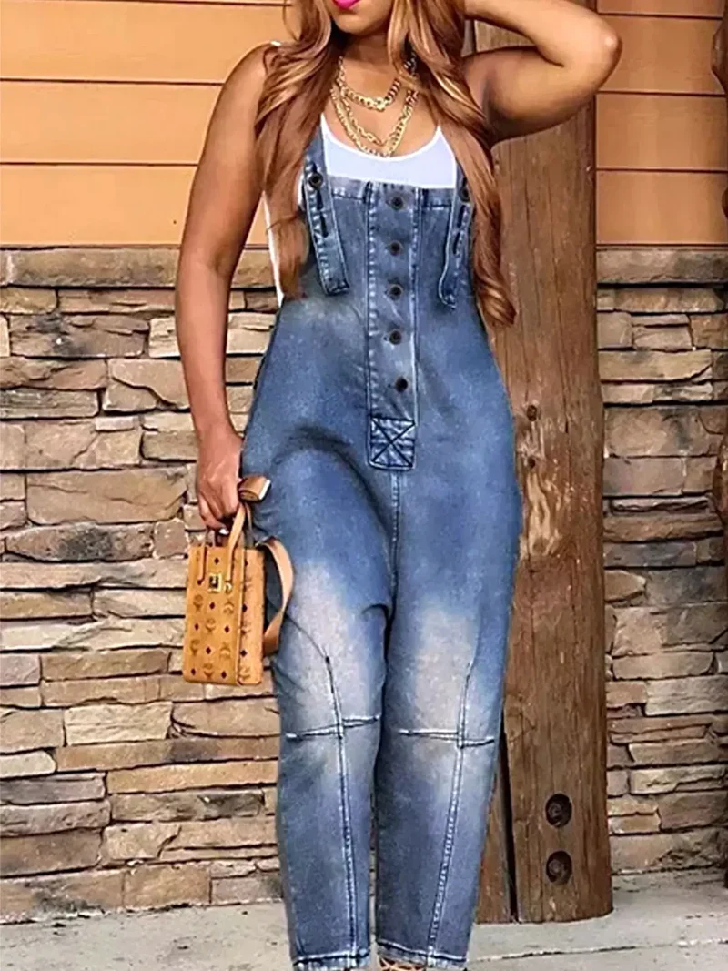 Elegante tuinbroek met knoopsluiting aan de voorkant en zakken, ook verkrijgbaar in grote maten - 80% katoen, 20% spandex