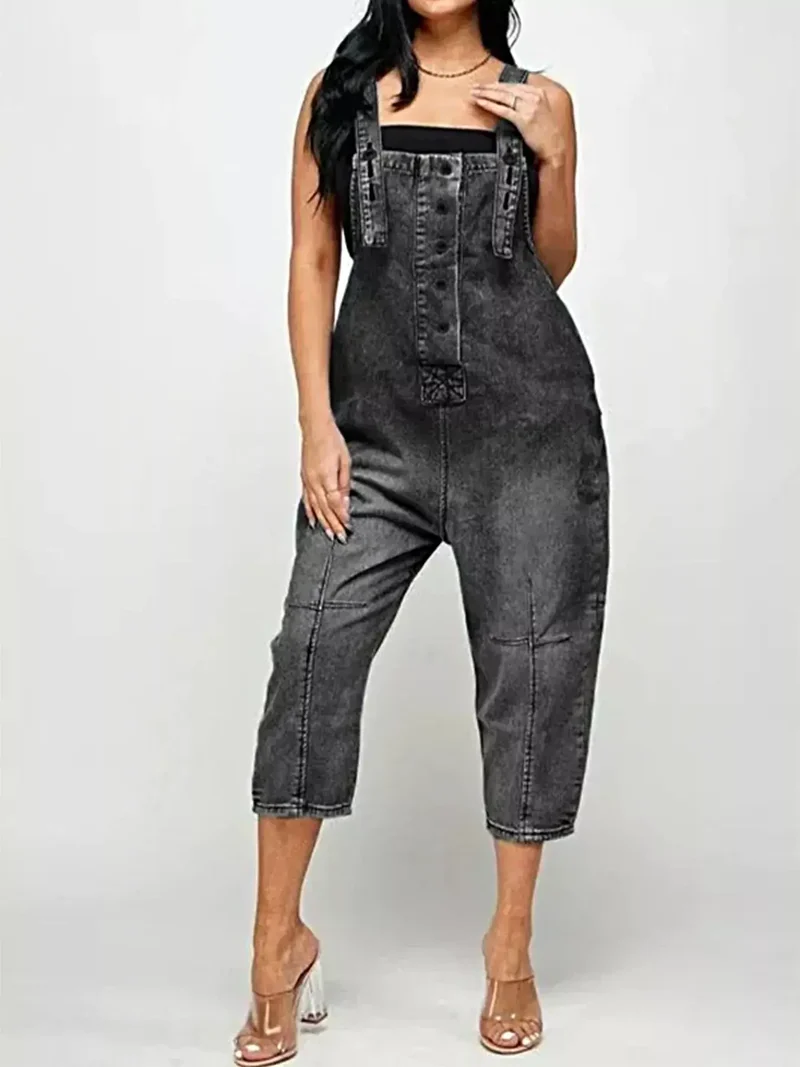 Elegante tuinbroek met knoopsluiting aan de voorkant en zakken, ook verkrijgbaar in grote maten - 80% katoen, 20% spandex
