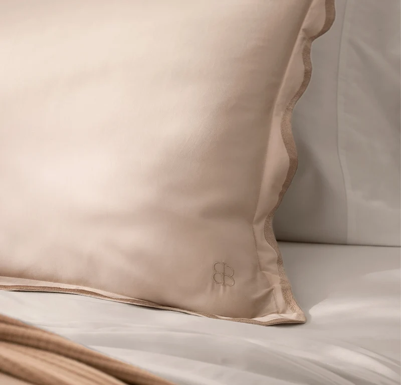 Signature Embellished Duvet Set - Sandstone/Desert Sand Curved Edge