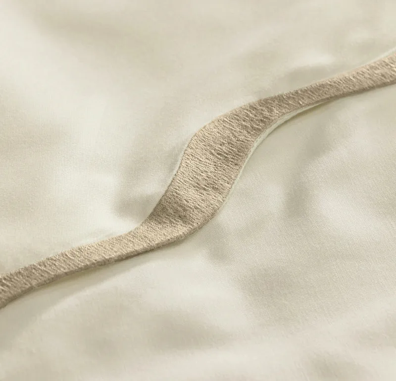Signature Embellished Sheet Set - Cream/Sand Curved Edge