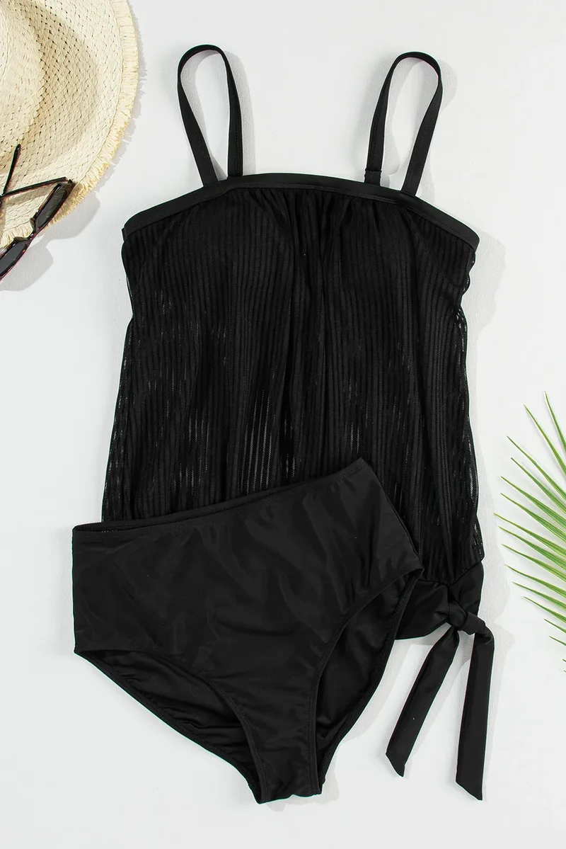 Tankini set met vierkante hals en spaghettibandjes