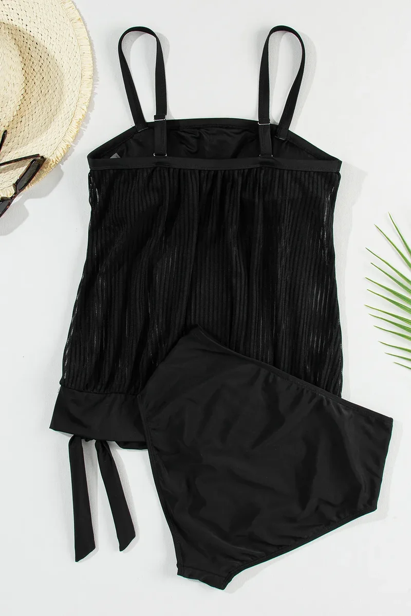 Tankini set met vierkante hals en spaghettibandjes