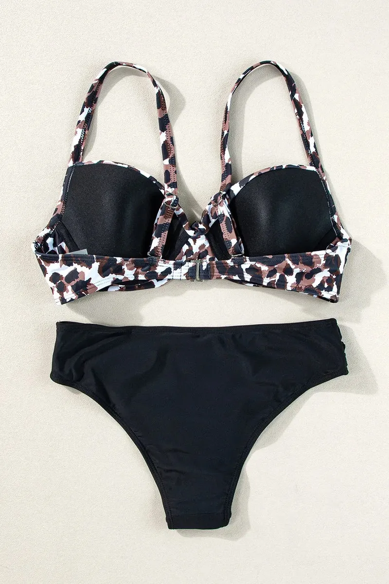 Bikini set met luipaardprint en sweetheart-halslijn