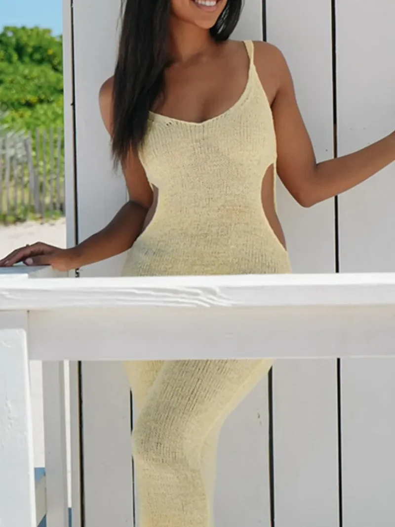 Rugloze cutout ronde hals cover-up jurk