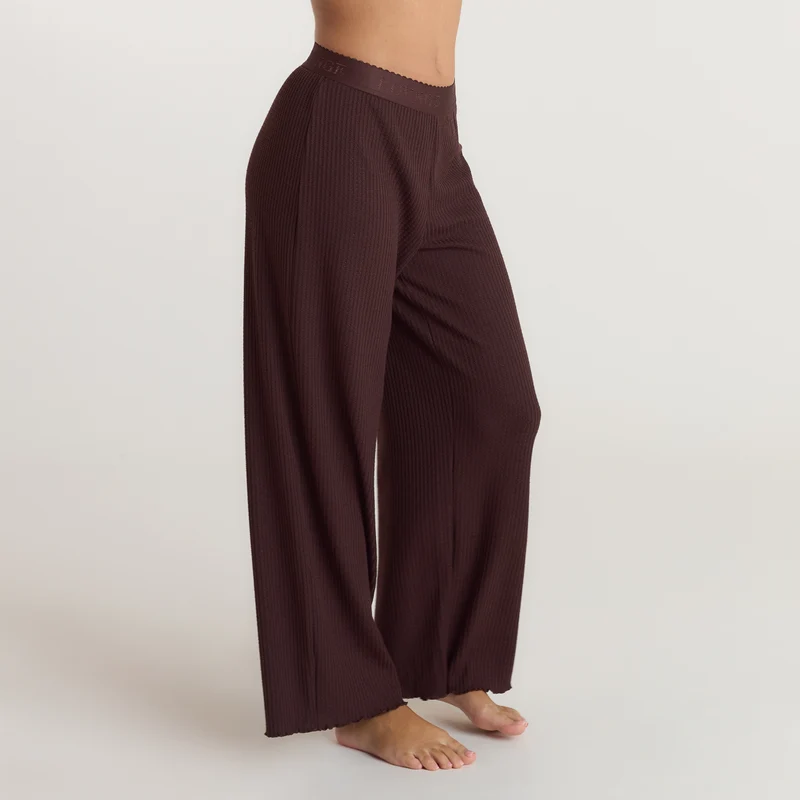 Soft Waffle Pyjama Broek - Donker Chocoladekleurig