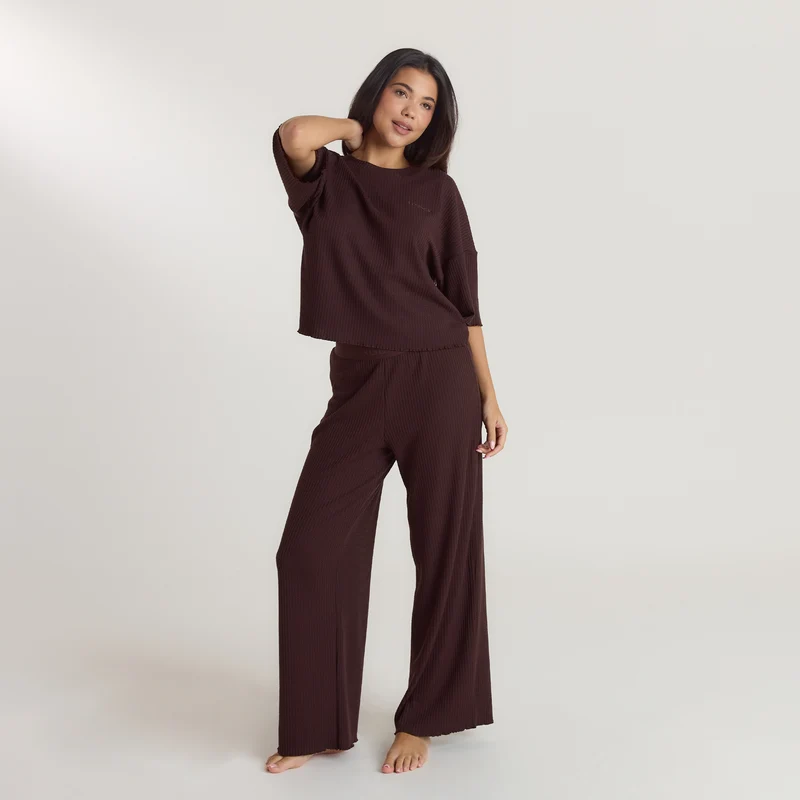 Soft Waffle Pyjama Broek - Donker Chocoladekleurig