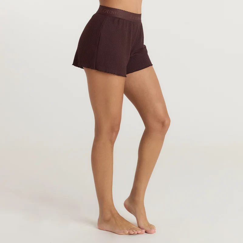 Soft Waffle Pyjama Korte Broek - Donker Chocoladekleurig