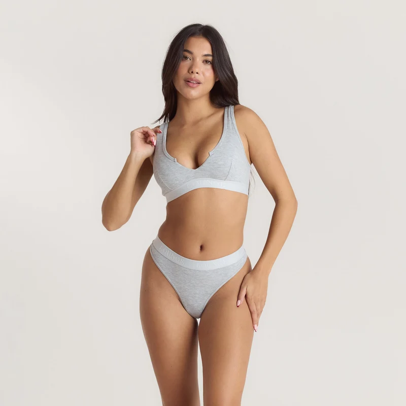 Soft Ribbed Push-Up Bralette - Grijs Marl
