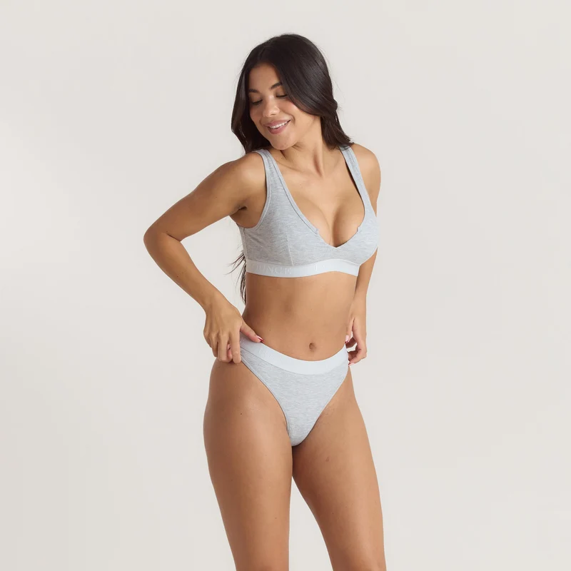 Soft Ribbed Push-Up Bralette - Grijs Marl