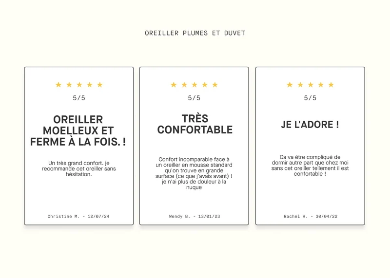 Oreiller en plumes et duvet