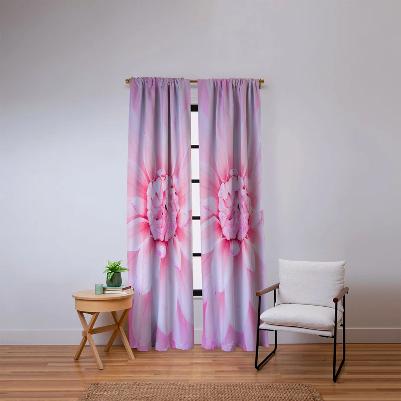 Ethereal dahlia closeup soft pink and pastel botanical art no II Window Curtain