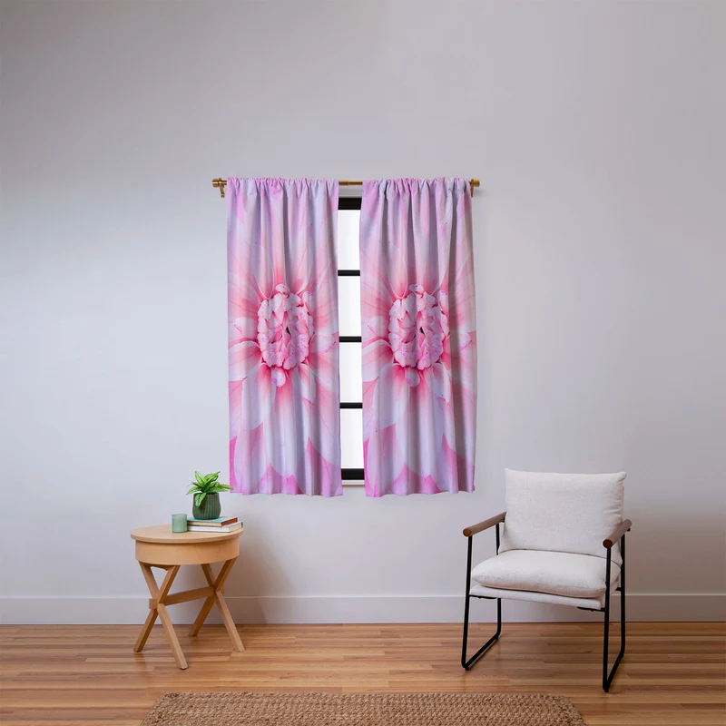 Ethereal dahlia closeup soft pink and pastel botanical art no II Window Curtain
