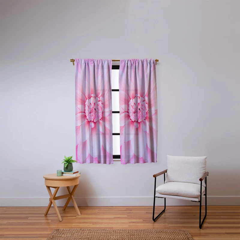 Ethereal dahlia closeup soft pink and pastel botanical art no II Window Curtain