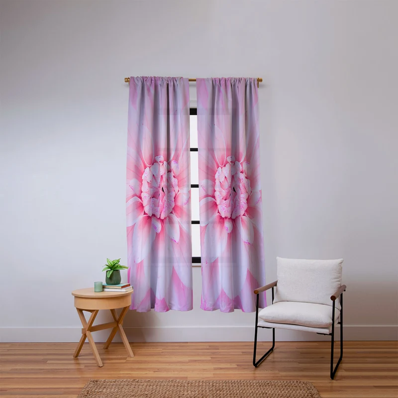 Ethereal dahlia closeup soft pink and pastel botanical art no II Window Curtain