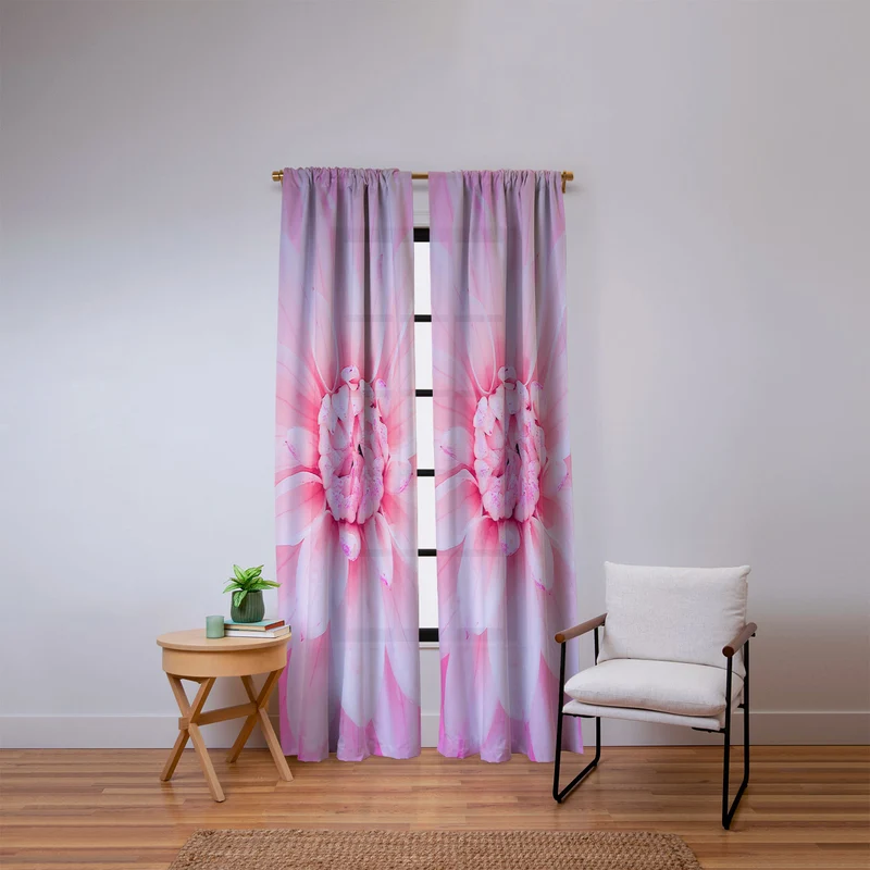 Ethereal dahlia closeup soft pink and pastel botanical art no II Window Curtain