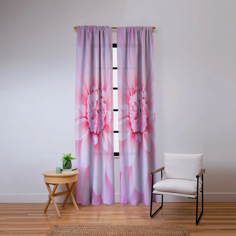 Ethereal dahlia closeup soft pink and pastel botanical art no II Window Curtain