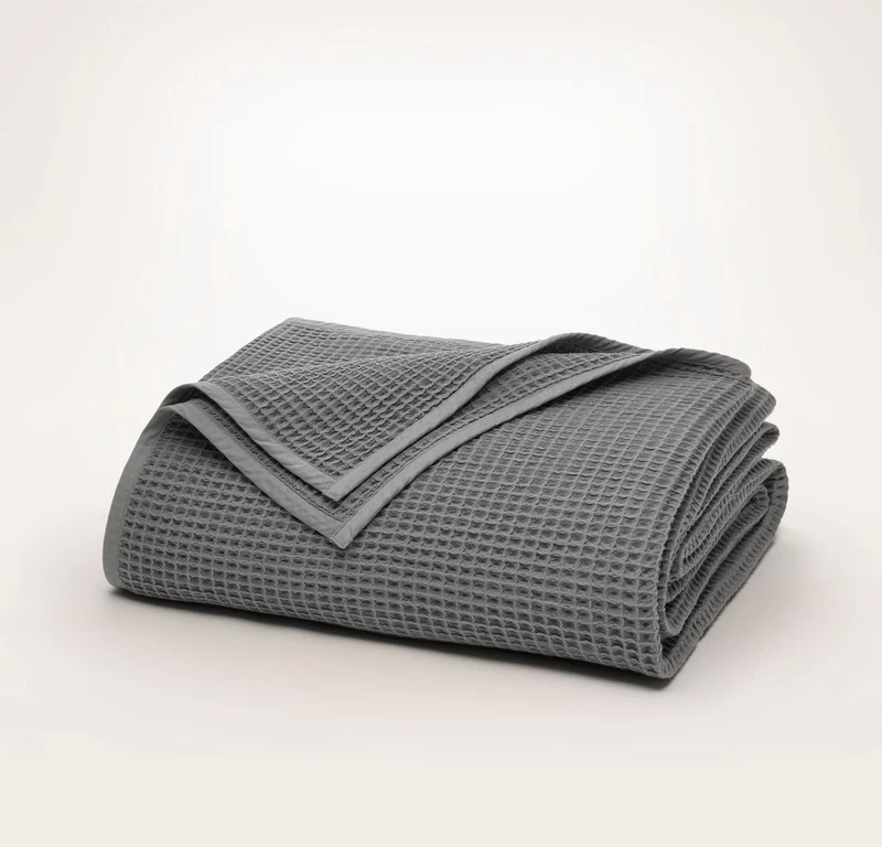 Holiday Waffle Bed Blanket - Stone