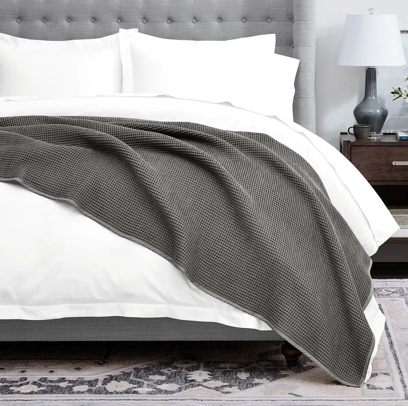 Holiday Waffle Bed Blanket - Stone