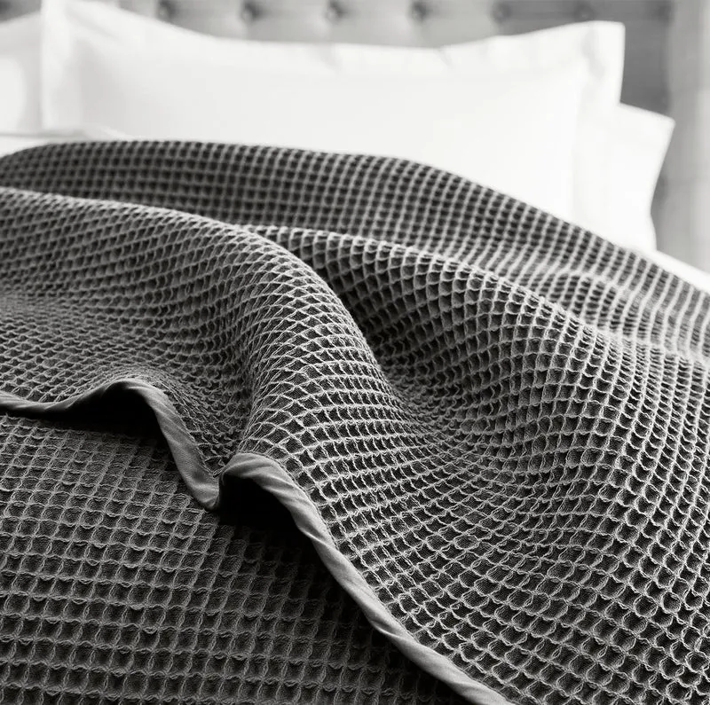 Holiday Waffle Bed Blanket - Stone